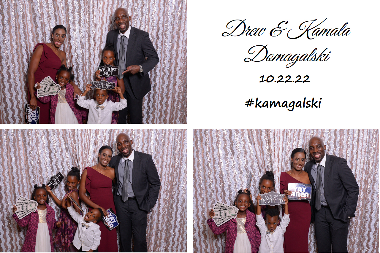 Photobooth photos of Ilegbodu family at Drew & Kamala's wedding